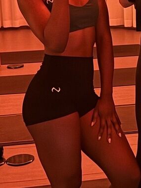 Women’s Black High-Waist Bike Shorts with Subtle Logo